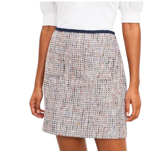 LOFT Tweed Pocket Shift Mini Skirt NEW Colorful Lined Office Siren NWT Size 12 - Picture 2 of 13